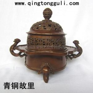 大冶青銅器，仿古銅工藝品，黃石禮品，紫銅五福香爐    香爐廠家