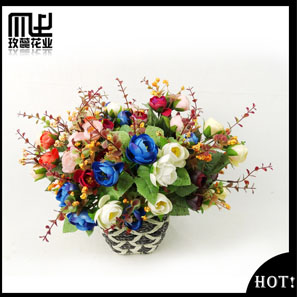 13頭珠光蕾 廠(chǎng)家直銷(xiāo)仿真小把束玫瑰花 家居裝飾 仿真花批發(fā)