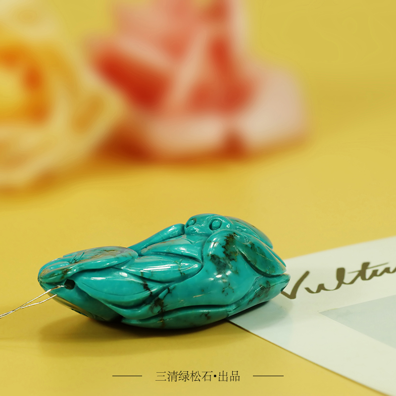 高瓷藍(lán)蝙蝠手把件 綠松石