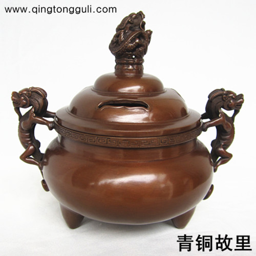 純銅工藝品銅香爐熏爐銅爐特色禮品小號(hào)紫銅梵龍熏香爐